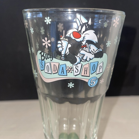2 VTG 1994 LOONEY TUNES "DAFFY DUCK SYLVESTER' Soda ShopIce Cream Soda Glass. - Picture 7 of 9